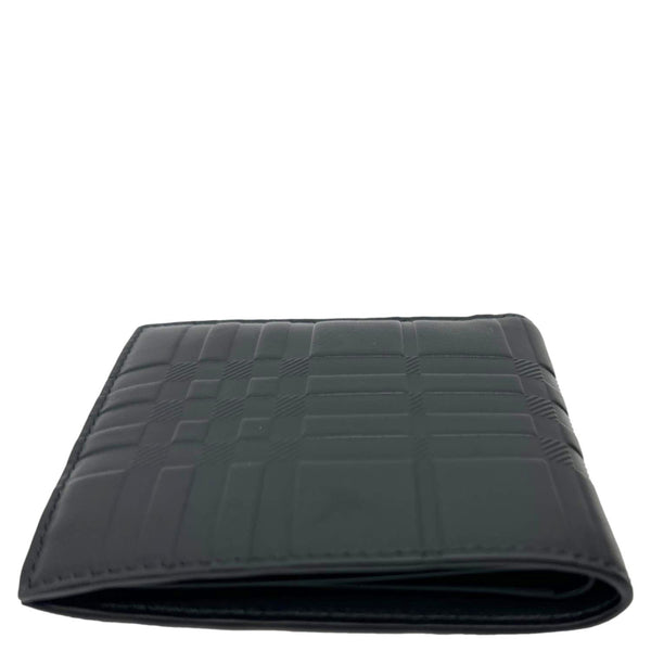 BURBERRY Embossed Check Leather Bifold Wallet Black