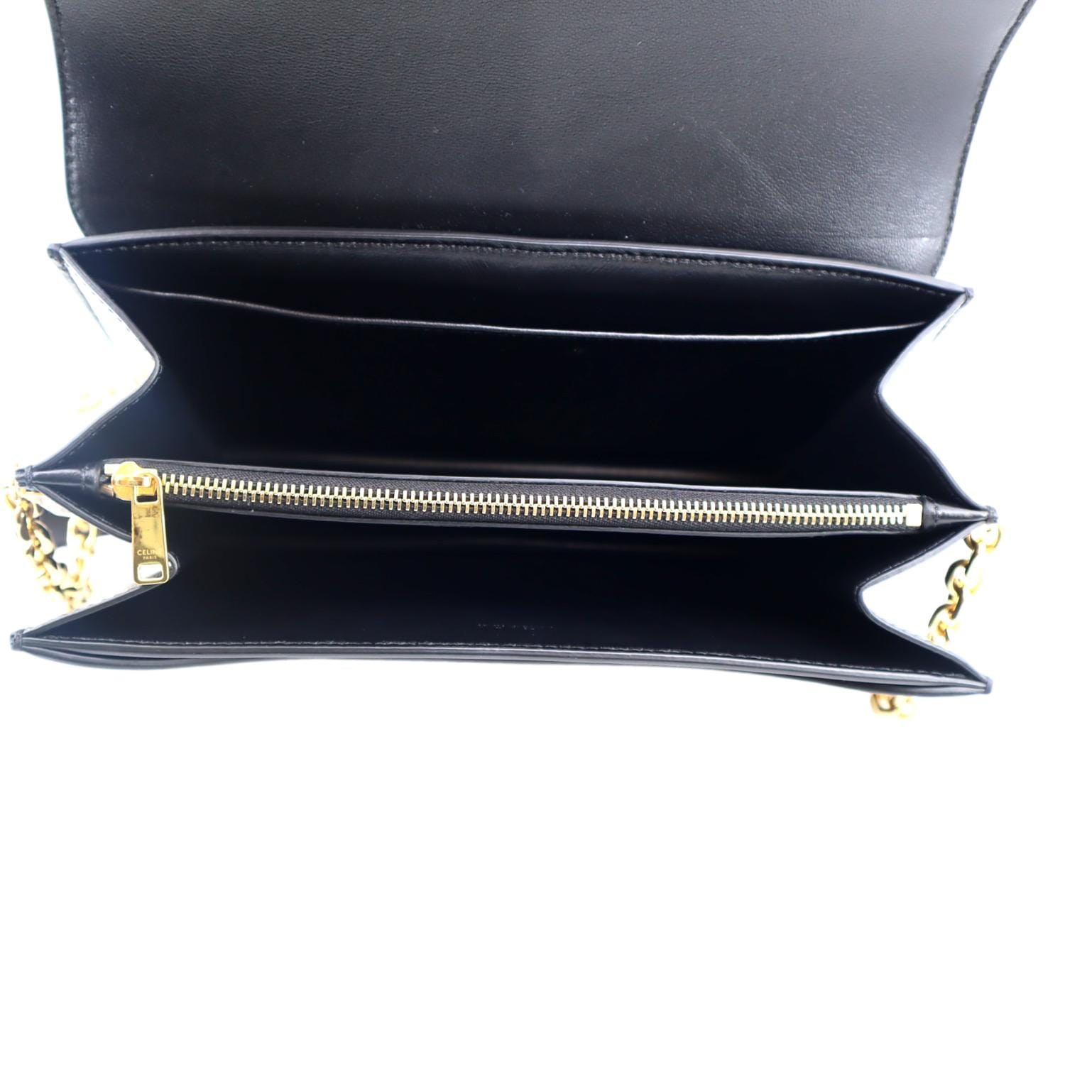 Celine - 16 Medium Satiny Calfskin Leather Bag, Women , Black