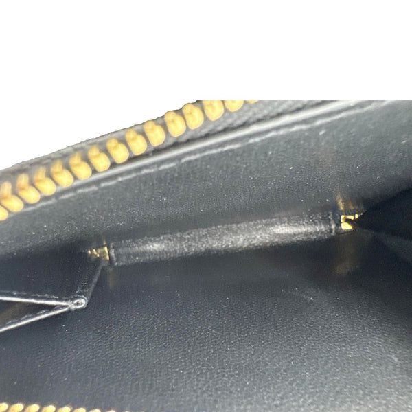 YVES SAINT LAURENT Cassandre Leather Zip Around Compact Wallet Black