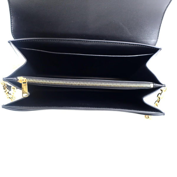 CELINE 16 Satinated Calfskin Leather Crossbody Chain Bag Black