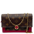 LOUIS VUITTON Flore Monogram Canvas Chain Wallet Fuchsia