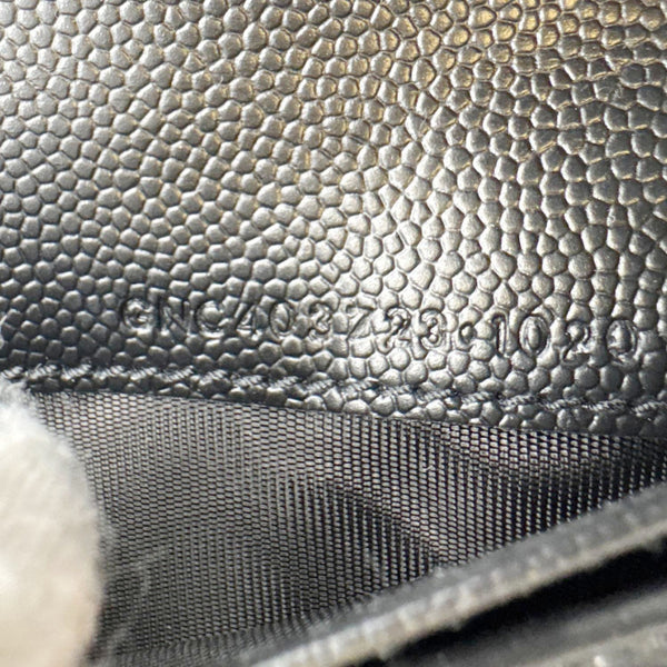 YVES SAINT LAURENT Cassandre Leather Zip Around Compact Wallet Black