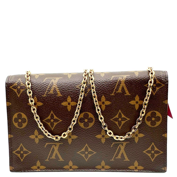 LOUIS VUITTON Flore Monogram Canvas Chain Wallet Fuchsia