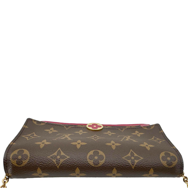 LOUIS VUITTON Flore Monogram Canvas Chain Wallet Fuchsia