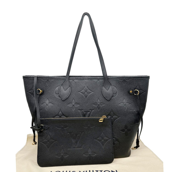 LOUIS VUITTON Neverfull MM Empreinte Leather Tote Shoulder Bag Black