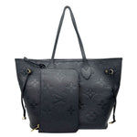 LOUIS VUITTON Neverfull MM Empreinte Leather Tote Shoulder Bag Black