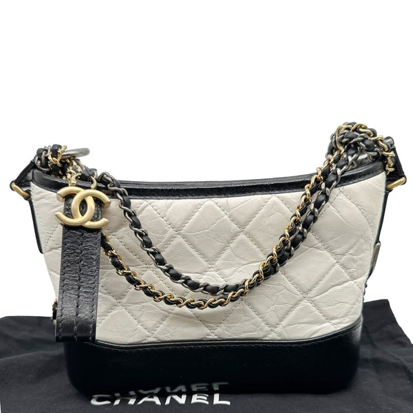 CHANEL Gabrielle Small Quilted Calfskin Leather Hobo Bag White