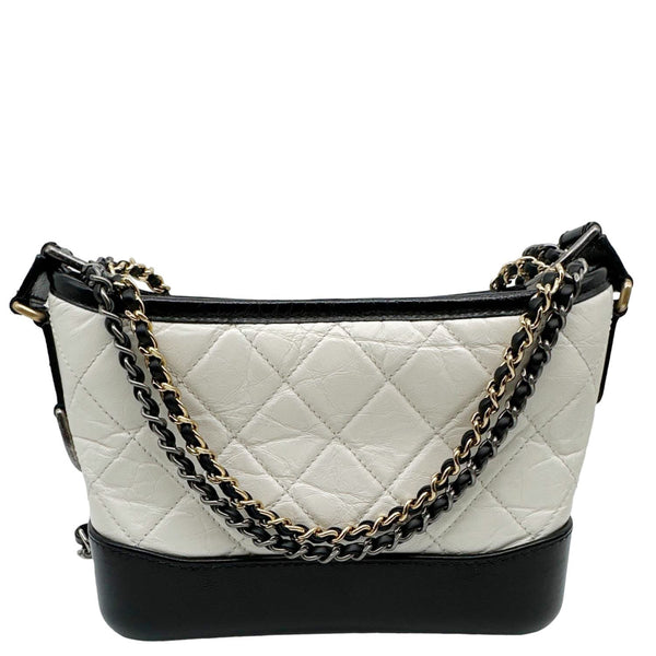CHANEL Gabrielle Small Quilted Calfskin Leather Hobo Bag White