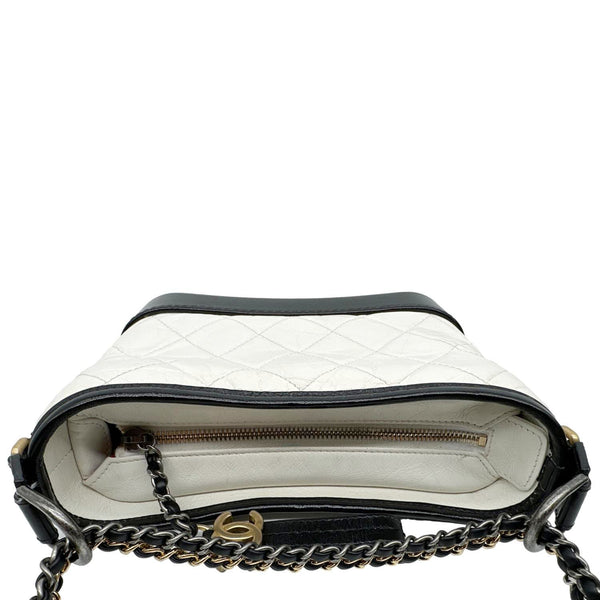 CHANEL Gabrielle Small Quilted Calfskin Leather Hobo Bag White