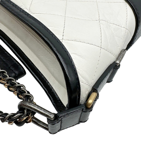 CHANEL Gabrielle Small Quilted Calfskin Leather Hobo Bag White