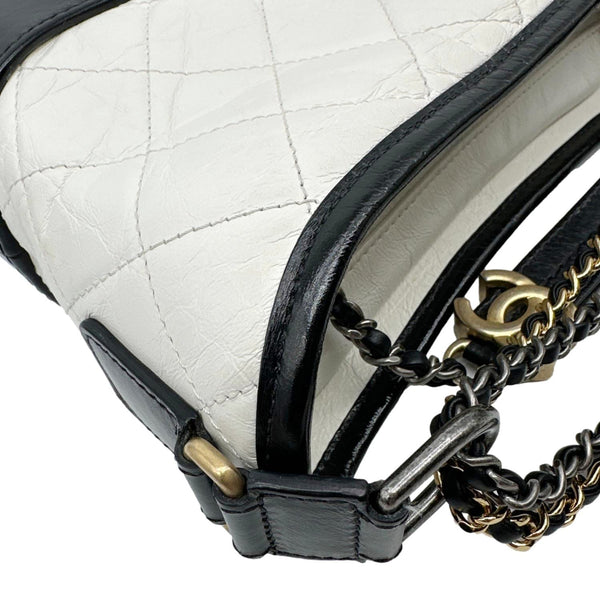 CHANEL Gabrielle Small Quilted Calfskin Leather Hobo Bag White