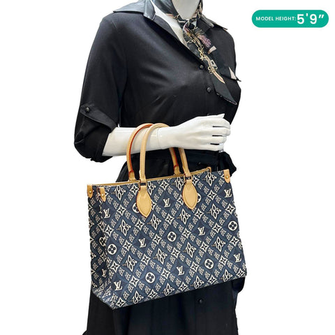 LOUIS VUITTON Onthego MM Since 1854 Jacquard Shoulder Bag Blue