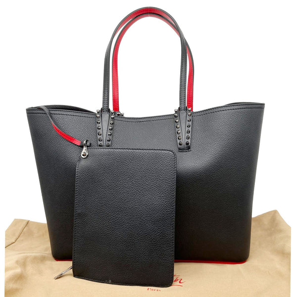CHRISTIAN LOUBOUTIN Cabata Studded Calfskin Leather Tote Bag Black