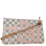 LOUIS VUITTON Tahitienne Pochette Wristlet Pouch Damier Azur Neverfull MM Pink