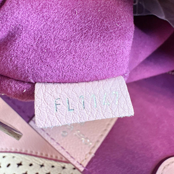 LOUIS VUITTON Lockme Cabas Perforated Leather Shoulder Tote Bag Pink