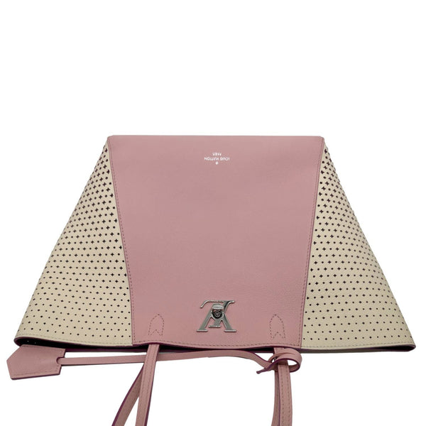 LOUIS VUITTON Lockme Cabas Perforated Leather Shoulder Tote Bag Pink