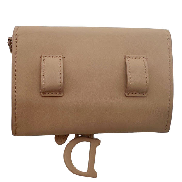 CHRISTIAN DIOR Nano Saddle Ultra Matte Calfskin Leather Chain Pouch Pink