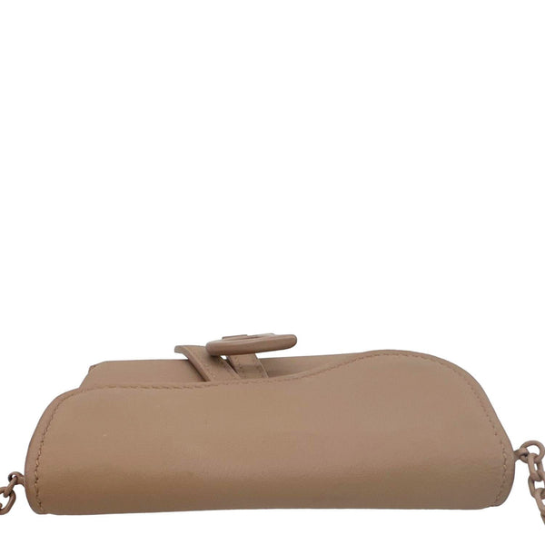 CHRISTIAN DIOR Nano Saddle Ultra Matte Calfskin Leather Chain Pouch Pink