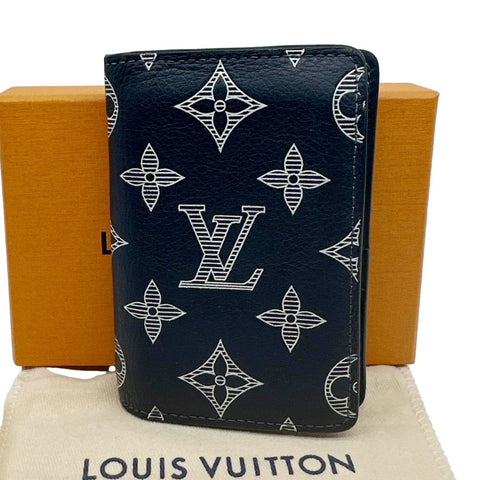 LOUIS VUITTON Monogram Shadow Pocket Organizer Navy Blue