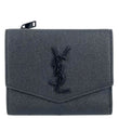 YVES SAINT LAURENT Uptown Compact Flap Grained Leather Wallet Black
