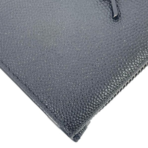 YVES SAINT LAURENT Uptown Compact Flap Grained Leather Wallet Black