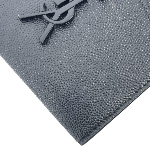 YVES SAINT LAURENT Uptown Compact Flap Grained Leather Wallet Black