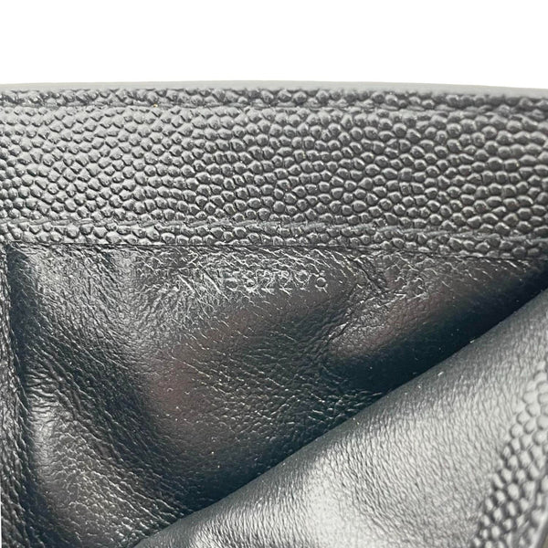 YVES SAINT LAURENT Uptown Compact Flap Grained Leather Wallet Black