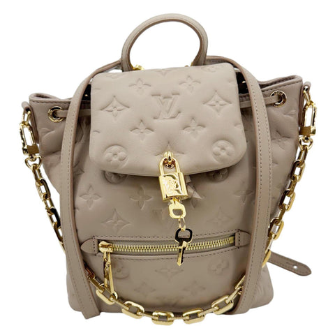 LOUIS VUITTON Coussin PM Embossed Monogram Leather Backpack Galet