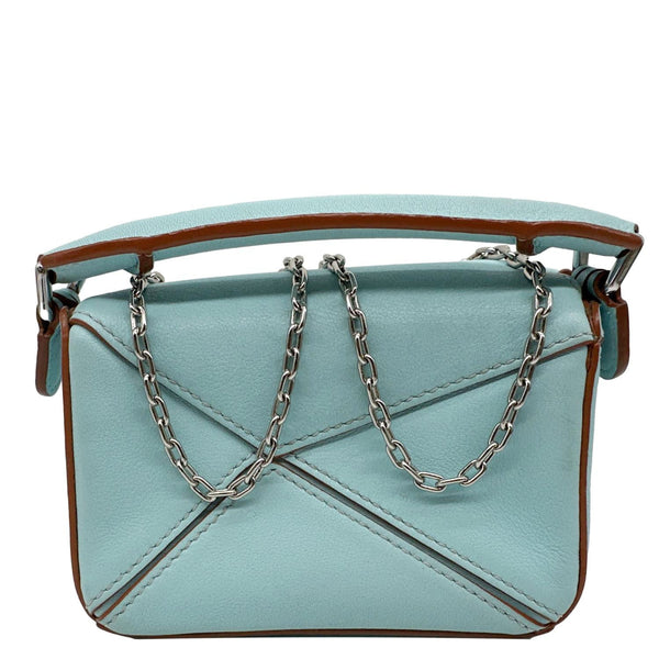 LOEWE Puzzle Nano Calfskin Leather Shoulder Bag Blue