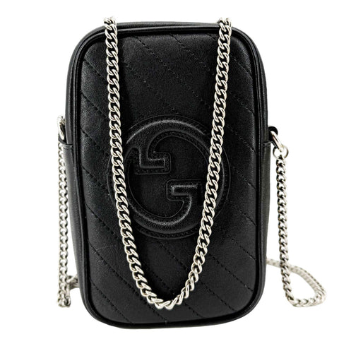 GUCCI Blondie Mini Leather Shoulder Bag Black 760315