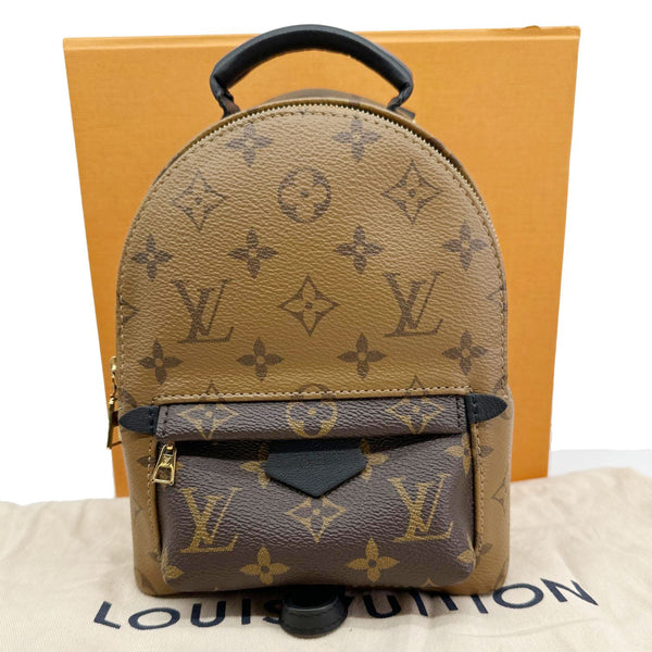 LOUIS VUITTON Palm Springs Mini Monogram Reverse Canvas Backpack Bag Brown