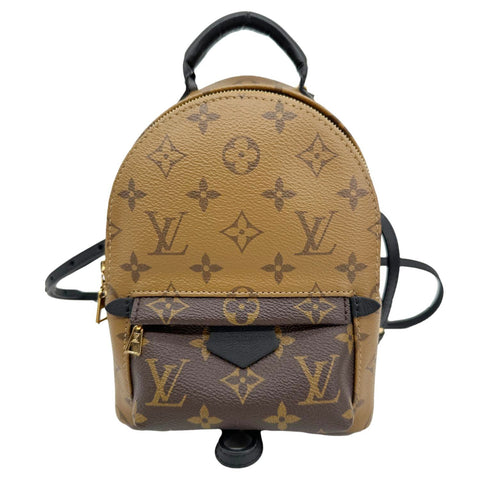 LOUIS VUITTON Palm Springs Mini Monogram Reverse Canvas Backpack Bag Brown