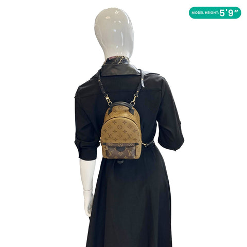 LOUIS VUITTON Palm Springs Mini Monogram Reverse Canvas Backpack Bag Brown