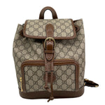 GUCCI Retro Interlocking G Buckle GG Supreme Azalea Calfskin Backpack Beige 674147