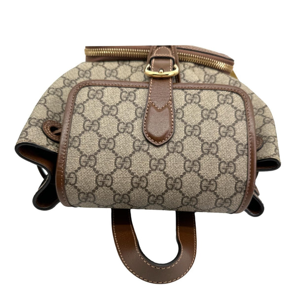 GUCCI Retro Interlocking G Buckle GG Supreme Azalea Calfskin Backpack Beige 674147