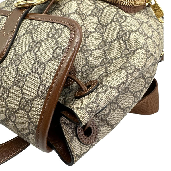 GUCCI Retro Interlocking G Buckle GG Supreme Azalea Calfskin Backpack Beige 674147