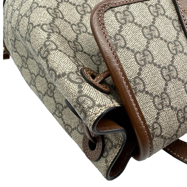 GUCCI Retro Interlocking G Buckle GG Supreme Azalea Calfskin Backpack Beige 674147