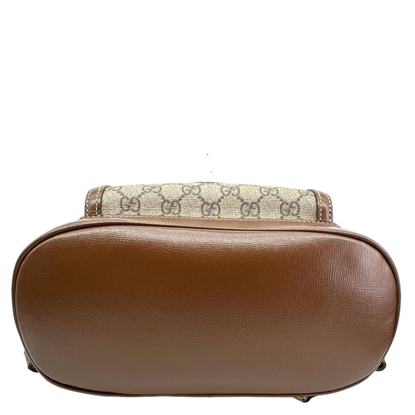 GUCCI Retro Interlocking G Buckle GG Supreme Azalea Calfskin Backpack Beige 674147