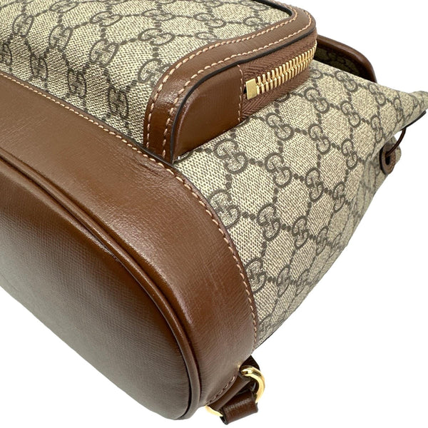 GUCCI Retro Interlocking G Buckle GG Supreme Azalea Calfskin Backpack Beige 674147