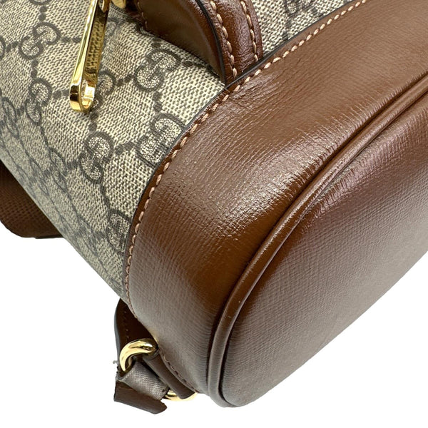 GUCCI Retro Interlocking G Buckle GG Supreme Azalea Calfskin Backpack Beige 674147