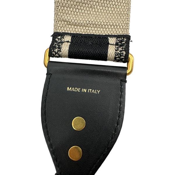 CHRISTIAN DIOR Embroidered Oblique Canvas Shoulder Strap Black