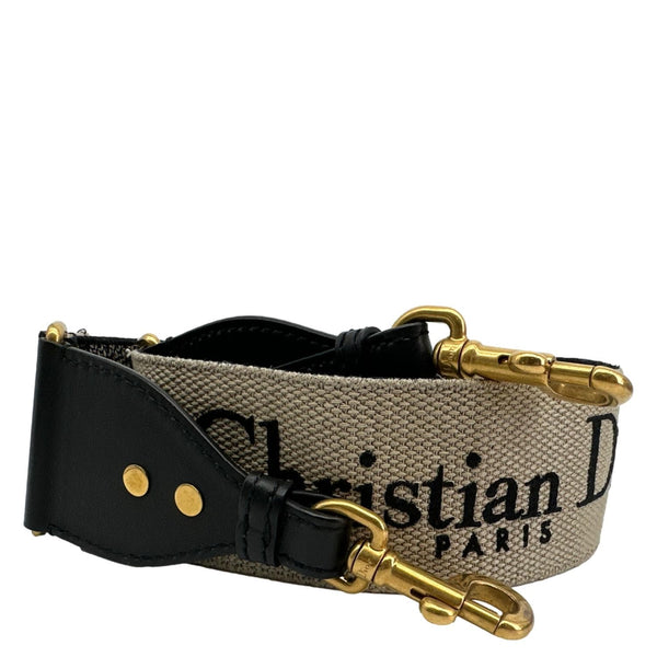CHRISTIAN DIOR Embroidered Oblique Canvas Shoulder Strap Black