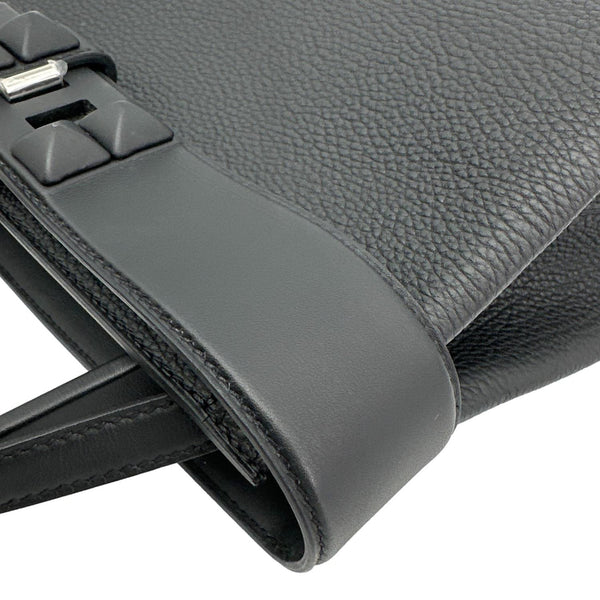 HERMES Medor Clous Togo Swift Leather Crossbody Bag Black