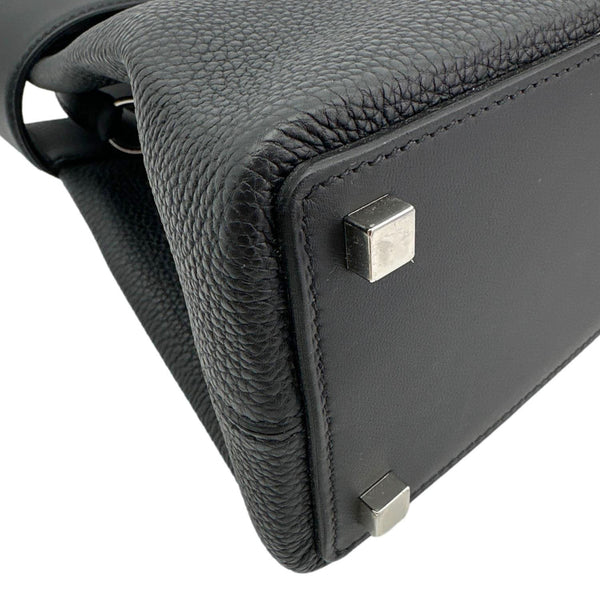 HERMES Medor Clous Togo Swift Leather Crossbody Bag Black