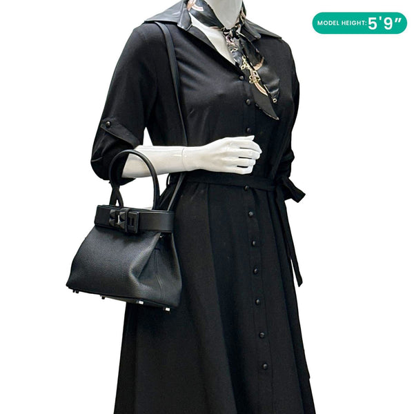 HERMES Medor Clous Togo Swift Leather Crossbody Bag Black