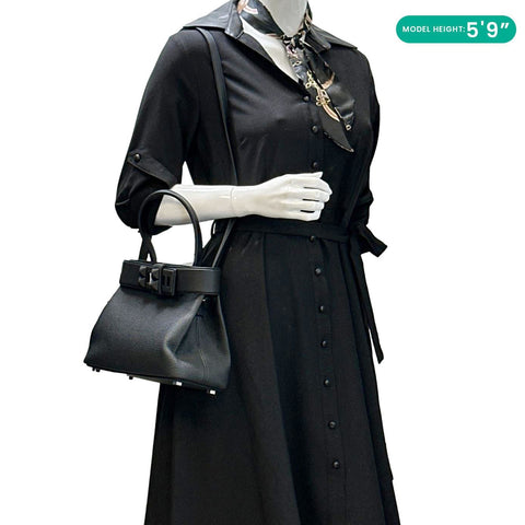 HERMES Medor Clous Togo Swift Leather Crossbody Bag Black