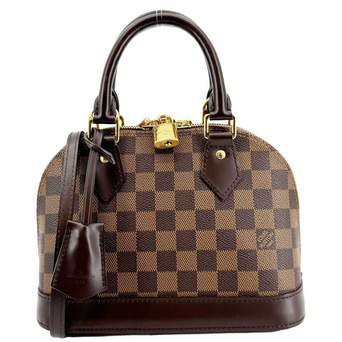 LOUIS VUITTON Alma BB Damier Ebene Satchel Shoulder Bag Brown