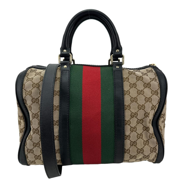 GUCCI Vintage Web Original GG Boston Satchel Bag Beige 247205