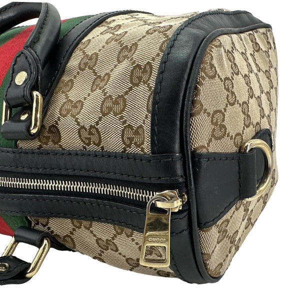 GUCCI Vintage Web Original GG Boston Satchel Bag Beige 247205