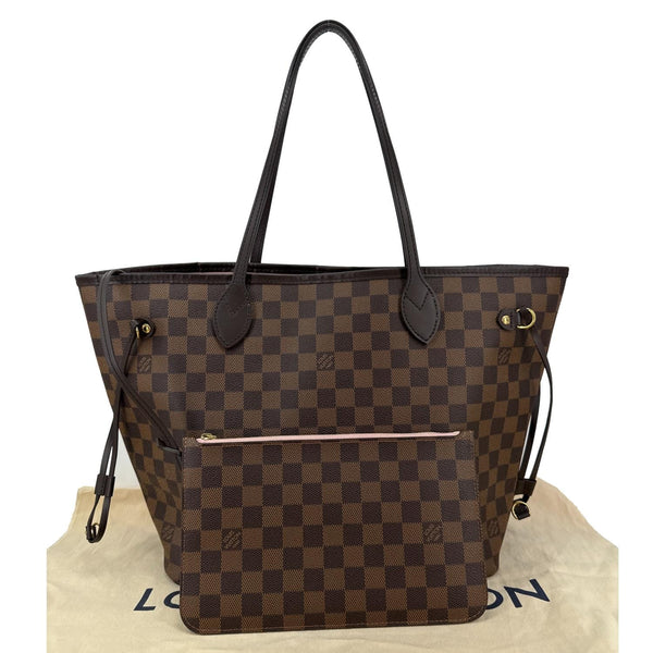 LOUIS VUITTON Neverfull MM Damier Ebene Tote Bag Brown